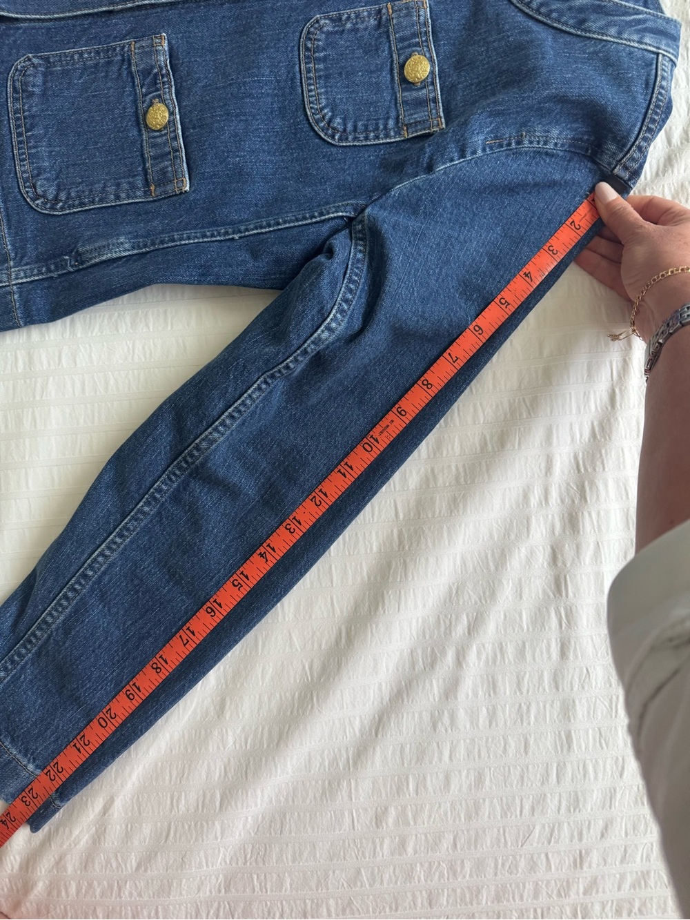 J. Crew Factory Dark Blue Denim Jean Jacket with Gold Buttons - Picture 5 of 5